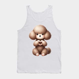 Valentine Poodle Dog Giving Heart Hand Sign Tank Top